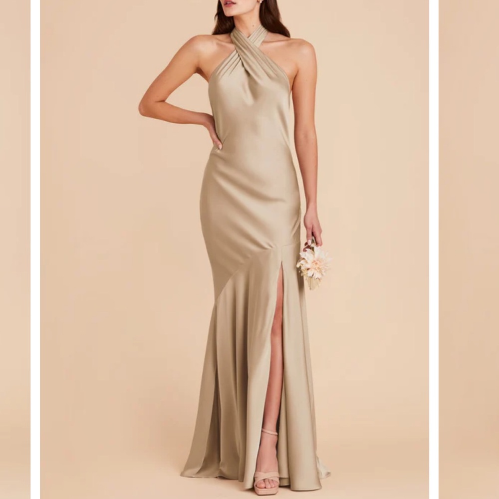 Birdy Grey - Stephanie Dress - Matte Satin Neutral Champagne